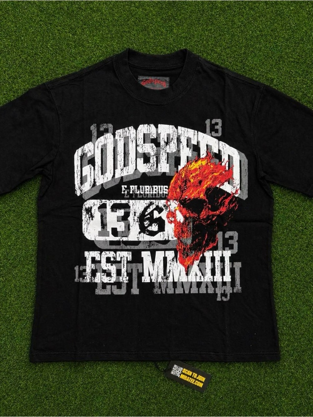 Godspeed Black Graphic Tee with Flaming Skull